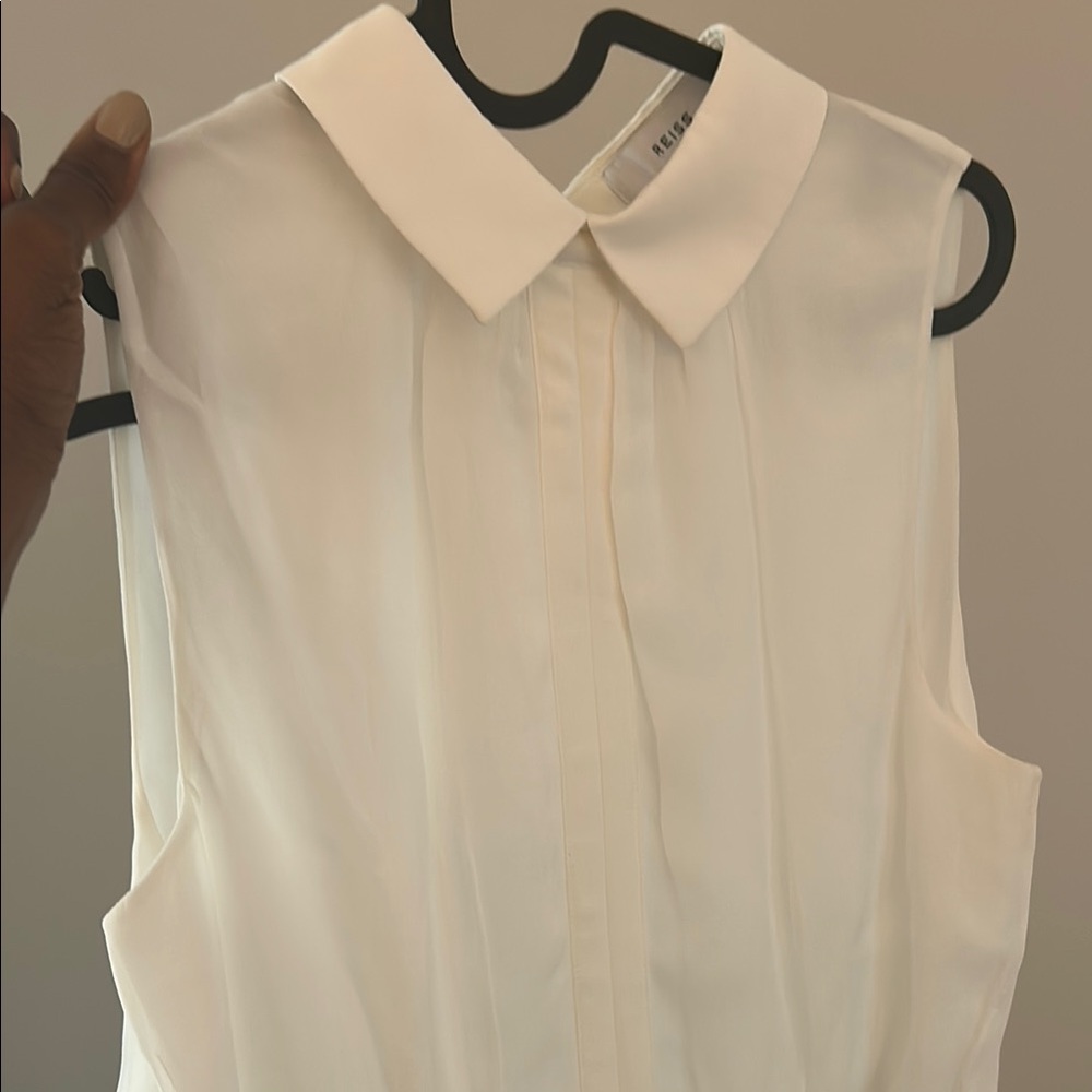 Reiss White Sleeveless Blouse with Peter Pan Collar
